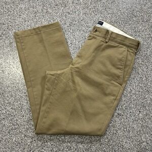 Lands End Khaki Pants Mens 32x29 Straight Leg Tailored Fit Tan Cotton